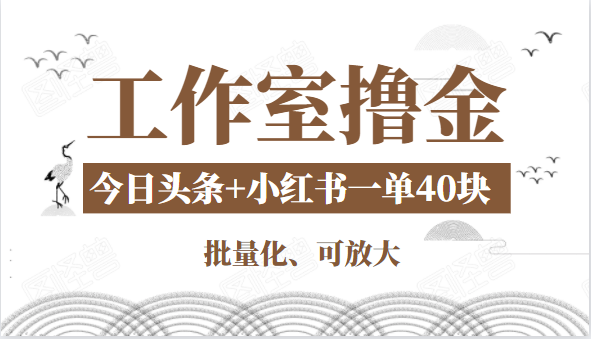 工作室撸金二件套：撸今日头条原创收益+小红书一单利润40块项目插图