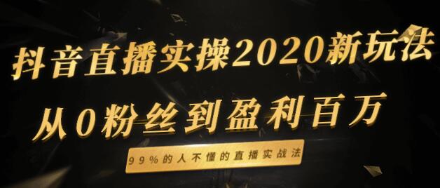 抖音直播新玩法，从0粉丝到盈利百万，99%的人不懂的直播实战法视频教程