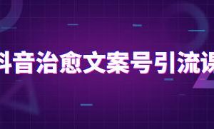 抖音治愈系文案号引流课程培训视频