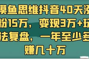 抖音40天涨粉15万，变现3万+玩法复盘，一年至少多赚几十万