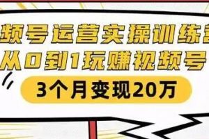 财神大咖会《微信视频号运营实操训练营》从0到1玩赚视频号，3个月变现20万