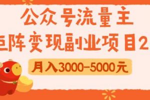 公众号流量主变现副业项目2.0，新手零粉丝也可月入3000-5000实战教程