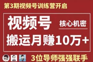 视频号核心玩法培训视频，一人一天日产1000个视频，搬运月赚10万+