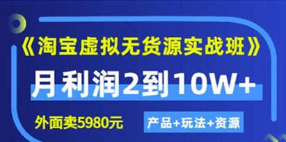 程哥《淘宝虚拟无货源实战班》月利润2到10W+（产品+玩法+资源)