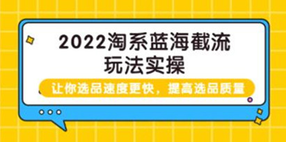 《淘系蓝海截流玩法实操》让你选品速度更快，提高选品质量