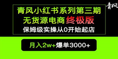 《小红书无货源电商爆单终极版》保姆级实操从0起店爆单