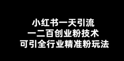 揭秘小红书1天引流一二百创业粉技术，可引全行业精准粉玩法