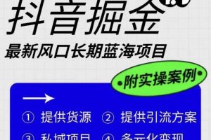 揭秘抖音掘金最新风口，长期蓝海项目，日入无上限（附实操案例）