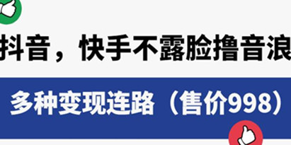 抖音快手不露脸撸音浪项目，多种变现连路（售价998）