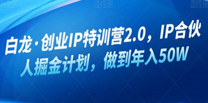 白龙·创业IP特训营2.0，IP合伙人掘金计划，做到年入50W