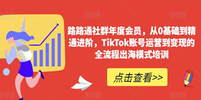 路路通社群年度会员，从0基础到精通进阶，TikTok账号运营到变现的全流程出海模式培训