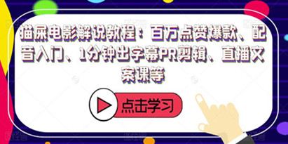 猫屎电影解说教程：百万点赞爆款、配音入门、1分钟出字幕PR剪辑、直播文案课等