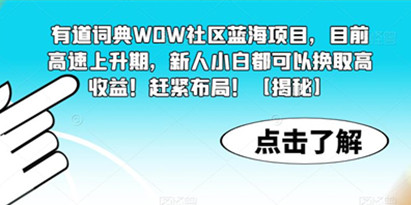 揭秘有道词典WOW社区蓝海项目，新人小白都可以换取高收益！赶紧布局！