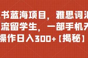 揭秘小红书蓝海项目，雅思词汇资料引流留学生，一部手机无脑操作日入300+