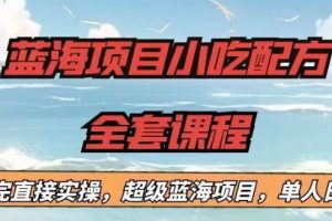 蓝海项目小吃配方全套课程，小白看完直接实操，单人日入1000+