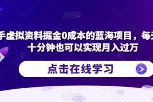 快手虚拟资料掘金0成本的蓝海项目，每天操作十分钟也可以实现月入过万