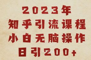 2023知乎引流课程，小白无脑操作日引200+