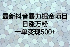 最新抖音暴力掘金项目，日涨万粉，一单变现500+