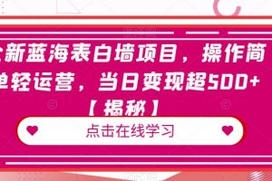 全新蓝海表白墙项目，操作简单轻运营，当日变现超500+