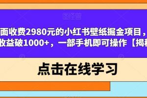 外面收费2980元的小红书壁纸掘金项目，单日收益破1000+，一部手机即可操作