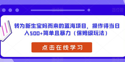 转为新生宝妈而来的蓝海项目，操作得当日入500+简单且暴力（保姆级玩法）