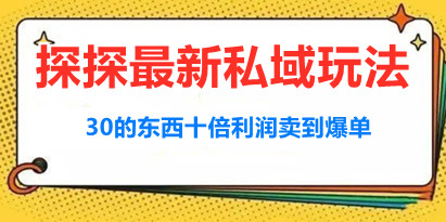 探探最新私域玩法，30的东西十倍利润卖到爆单，比黑五类还暴力