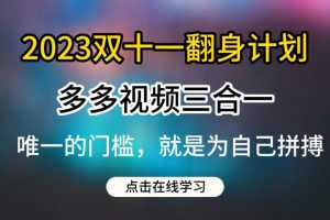 2023双十一翻身计划，多多视频带货三合一玩法教程