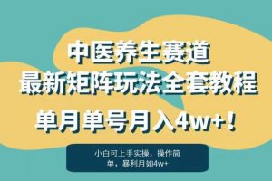 暴利赛道中医养生赛道最新矩阵玩法，单月单号月入4w+！