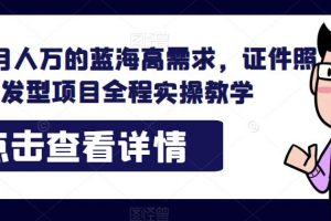 轻松月人万的蓝海高需求，证件照发型项目全程实操教学