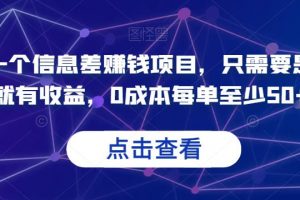 分享一个信息差赚钱项目，只需要是私信就有收益，0成本每单至少50+