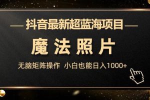 抖音最新超蓝海项目，魔法照片，无脑矩阵操作，小白也能日入1000+