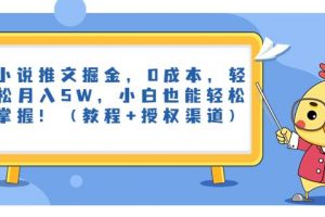 小说推文掘金，0成本，轻松月入5W，小白也能轻松掌握！（教程+授权渠道）