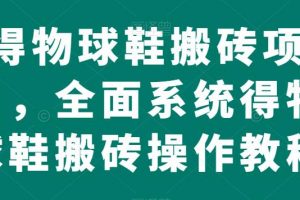 得物球鞋搬砖项目，全面系统得物球鞋搬砖操作教程