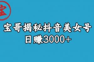 宝哥揭秘抖音美女号玩法，日赚3000+