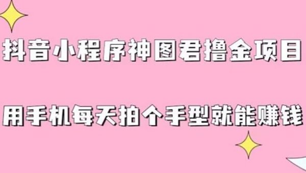 抖音小程序神图君撸金项目，用手机每天拍个手型挂载一下小程序就能赚钱