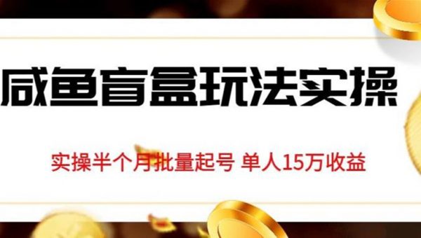 独家首发咸鱼盲盒玩法实操，半个月批量起号单人15万收益