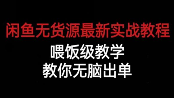 闲鱼无货源最新实战教程，喂饭级教学，教你无脑出单