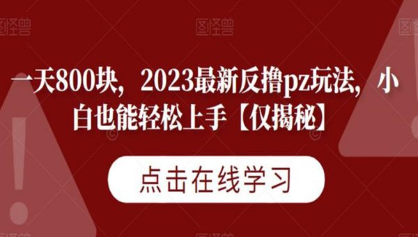 一天800块，2023最新反撸pz玩法，小白也能轻松上手