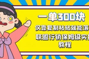 一单轻松300元，仅靠复制粘贴，每天操作一个小时，联盟行销保姆级出单教程，正规长久稳定副业