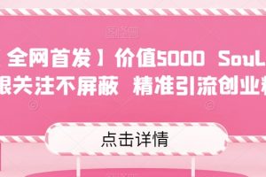 【全网首发】价值5000 Soul无限关注不屏蔽​精准引流创业粉