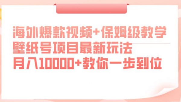 海外爆款视频+保姆级教学，壁纸号项目最新玩法，月入10000+教你一步到位