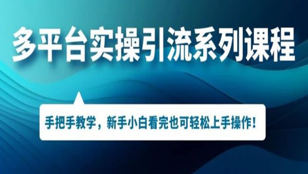 多平台引流实操系列课程，新手小白看完也可轻松上手进行引流操作