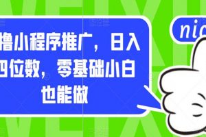 0撸小程序推广，日入四位数，零基础小白也能做