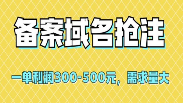 【全网首发】备案域名抢注，一单利润300-500元，需求量大