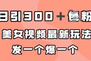 日引300＋男粉，美女视频最新玩法，发一个爆一个