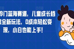 超冷门蓝海赛道，儿童成长档案全新玩法，0成本轻松变现，小白也能上手