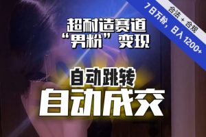 【超耐造赛道】7日实打实万粉，日入1200+，自动跳转，自动交付，男粉变现，YYDS