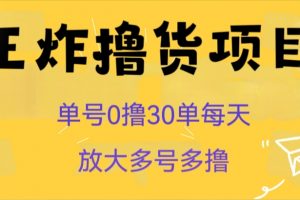 王炸撸货项目，单号0撸30单每天，多号多撸