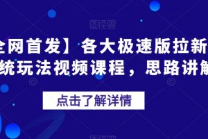 【全网首发】各大极速版拉新大一统玩法视频课程，思路讲解