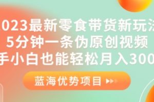 2023最新零食带货新玩法，5分钟一条伪原创视频，新手小白也能轻松月入3000+